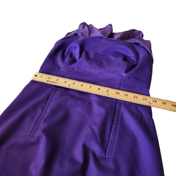 Black halo Purple Ruffle Halter Pencil Dress 6 - Picture 6 of 9